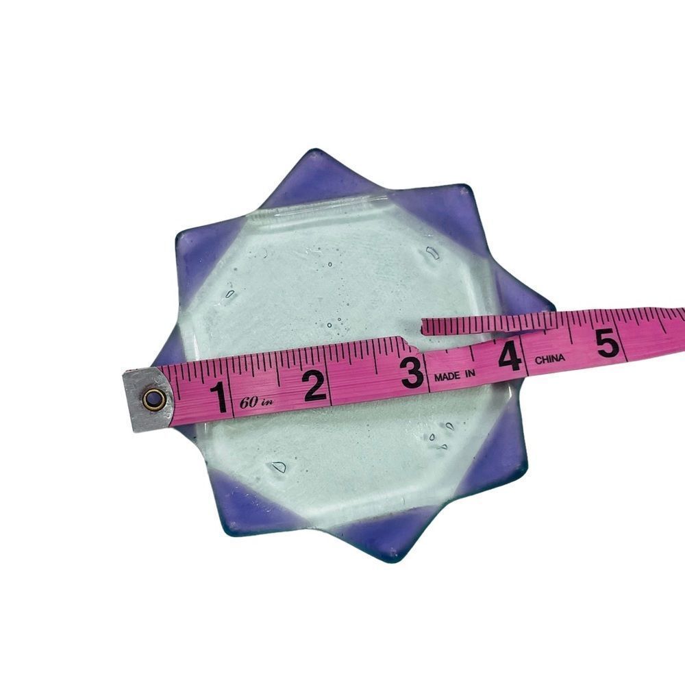 10/$25🦋 Set of 3 Stackable Purple & Blue Lotus Glass Trinket Trays - Picture 15 of 15